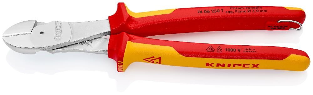 картинка KNIPEX KN-7406250TBK. Бокорезы диэлектрические усиленные являющийся официальным дистрибьютором в России 