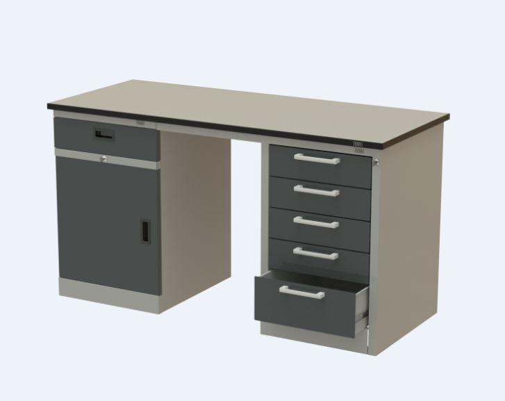 картинка Teras SLT-180.70(D1-D5). Стол рабочий 1800×700 мм серии SOLID с тумбой D1 и тумбой D5 являющийся официальным дистрибьютором в России 