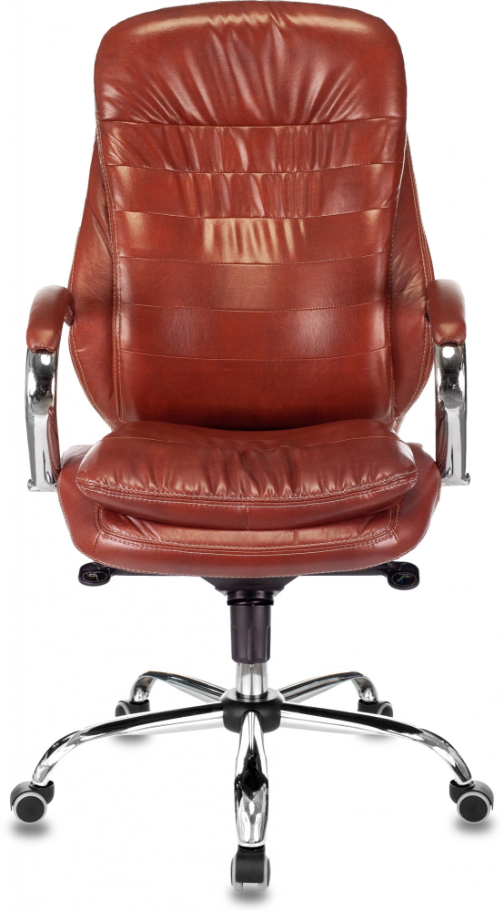 картинка Бюрократ T-9950 (2013468). Кресло руководителя, цвет светло-коричневый Leather Eichel кожа крестов. металл хром являющийся официальным дистрибьютором в России 