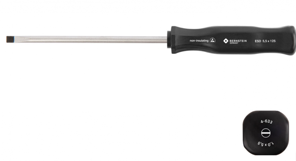 картинка Bernstein B4-633. Отвертка шлицевая антистатическая ESD с вращающейся рукояткой являющийся официальным дистрибьютором в России 