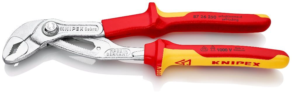 картинка KNIPEX KN-8726250 / Cobra. Клещи сантехнические диэлектрические (переставные-трубные) являющийся официальным дистрибьютором в России 