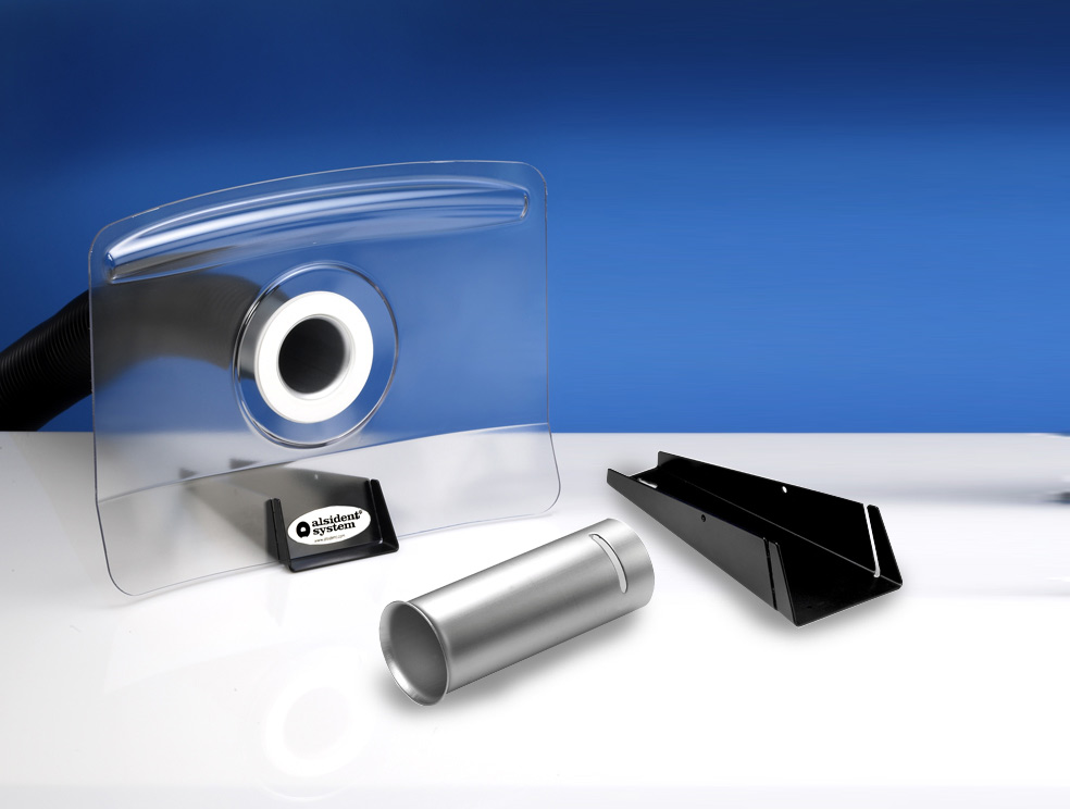 картинка Alsident 1-50-33-5. Набор дымоприемника 50 мм, экран прозрачный , белый фланец, подставка являющийся официальным дистрибьютором в России 