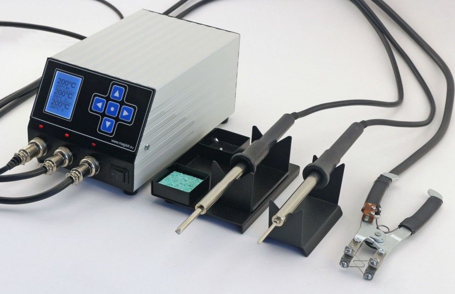 картинка Магистр Ц20-ТриК-О (160 Вт, 36 В). Трехканальная паяльная станция являющийся официальным дистрибьютором в России 