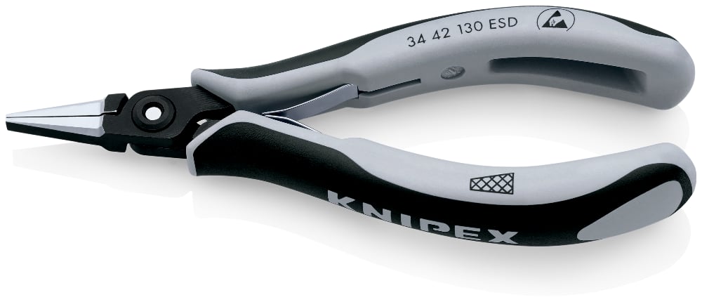 картинка KNIPEX KN-3442130ESD. Прецизионные тонкогубцы антистатические являющийся официальным дистрибьютором в России 