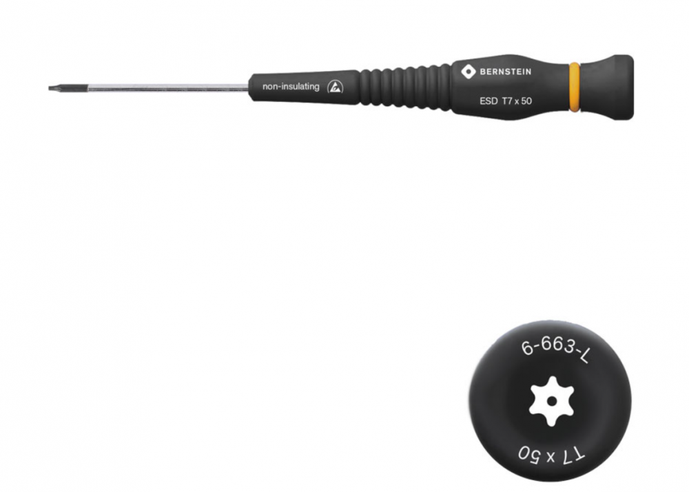 картинка Bernstein B6-663L. Отвертка шестигранная ESD TORX T7 с вращающейся рукояткой являющийся официальным дистрибьютором в России 