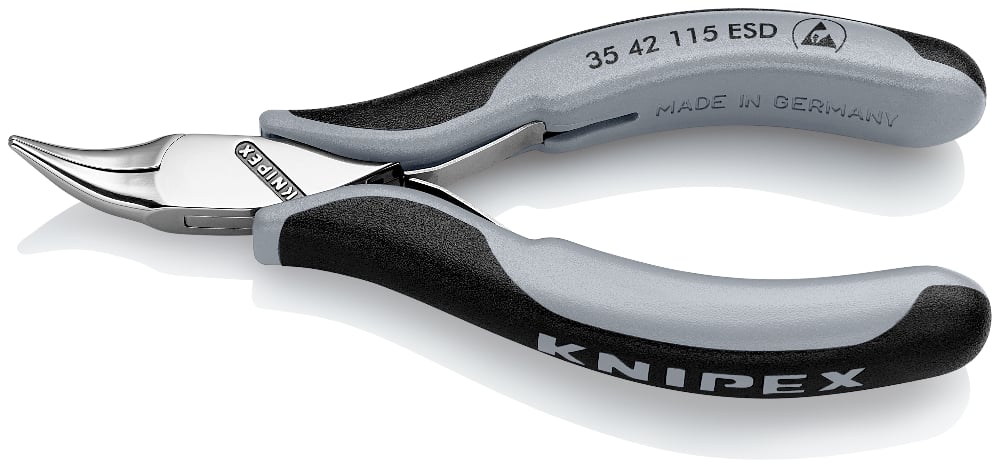 картинка KNIPEX KN-3542115ESD. Узкогубцы изогнутые ESD являющийся официальным дистрибьютором в России 