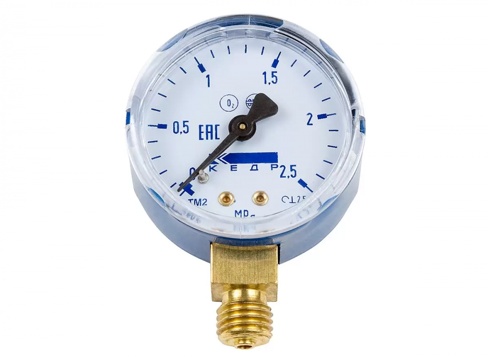 картинка КЕДР ТМ2 Кислород. Манометр (0-2,5 МПа, кл.2,5, М12Х1,5) О2-У являющийся официальным дистрибьютором в России 