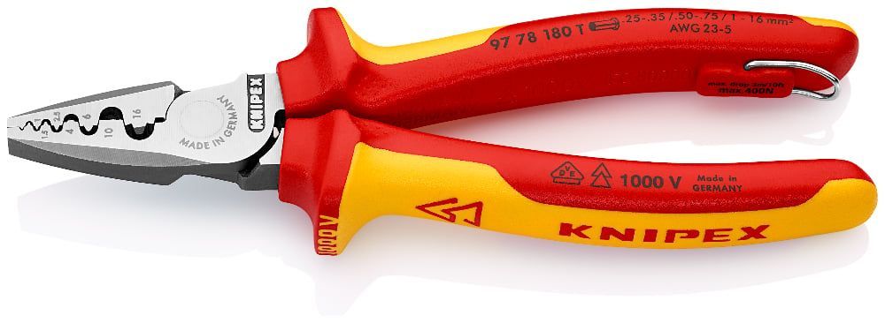 картинка KNIPEX KN-9778180TBK. Ручной кримпер диэлектрический являющийся официальным дистрибьютором в России 