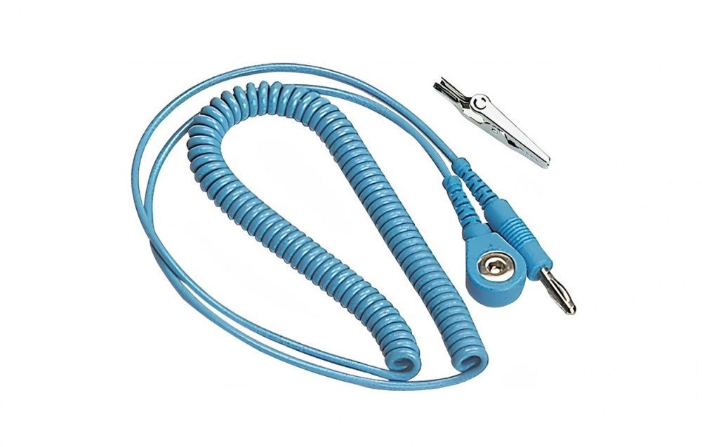 картинка ELK-TA-004. Витой провод заземления 3 м кнопка 10 мм/штекер 4 мм (крокодил), Китай являющийся официальным дистрибьютором в России 