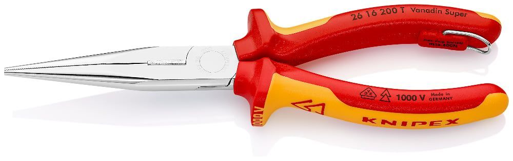 картинка KNIPEX KN-2616200TBK. Длинногубцы с режущими кромками являющийся официальным дистрибьютором в России 