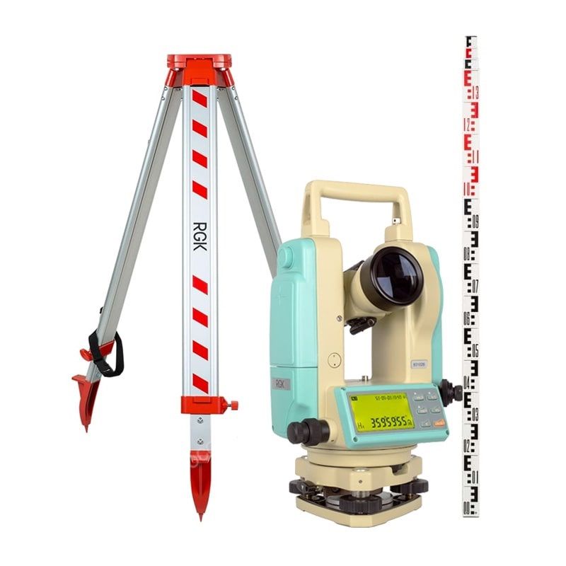 картинка RGK T-05. Комплект теодолит (оптический отвес) штатив рейка - 3 в 1 являющийся официальным дистрибьютором в России 