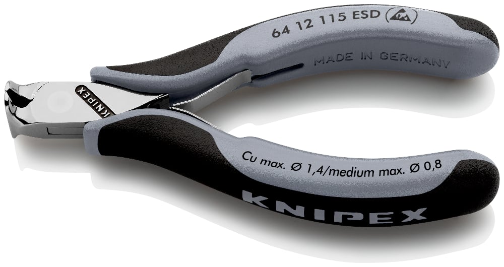 картинка KNIPEX KN-6412115ESD. Кусачки торцевые для электроники являющийся официальным дистрибьютором в России 
