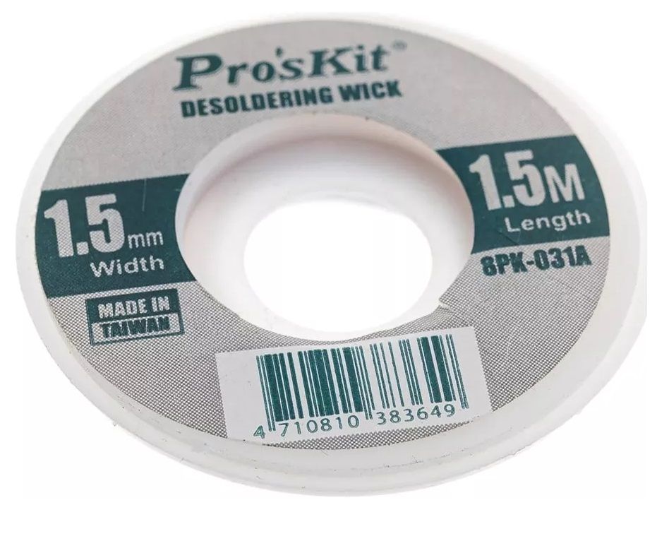 картинка ProsKit 8PK-031A. Оплетка для удаления припоя (1.5 мм) являющийся официальным дистрибьютором в России 
