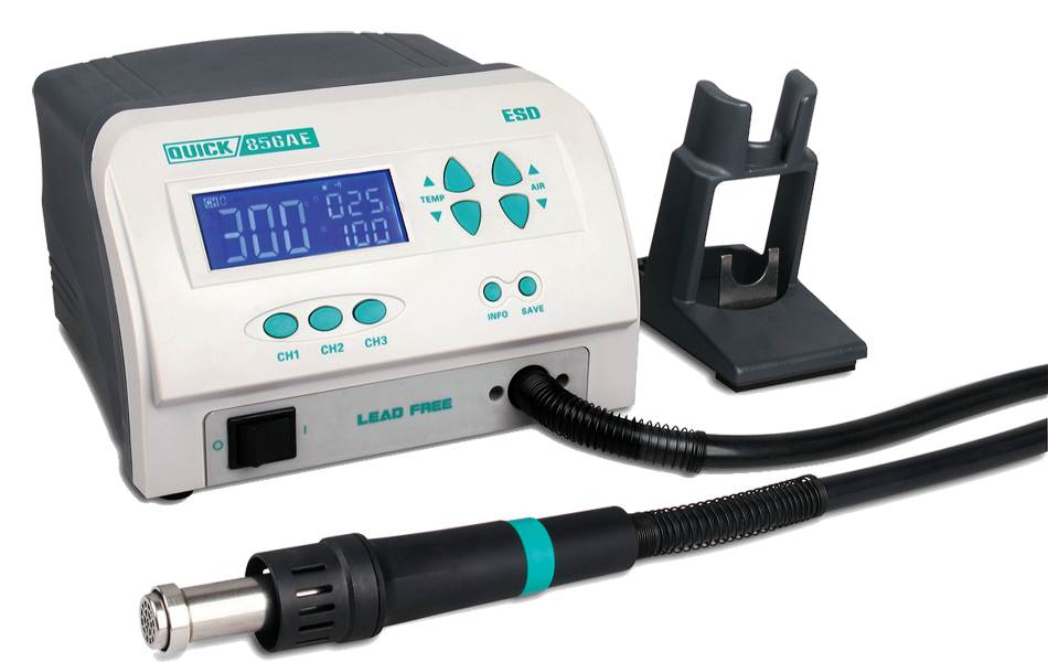 картинка Quick 856AE ESD Lead Free. Термовоздушная паяльная станция являющийся официальным дистрибьютором в России 