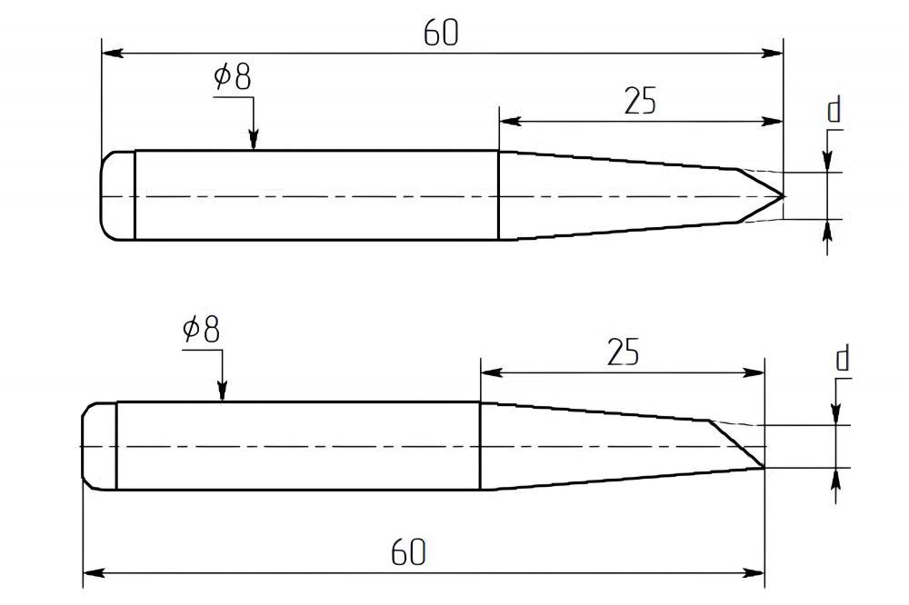 картинка Магистр ML. Жала с посадочным диаметром 8мм износостойкие являющийся официальным дистрибьютором в России 