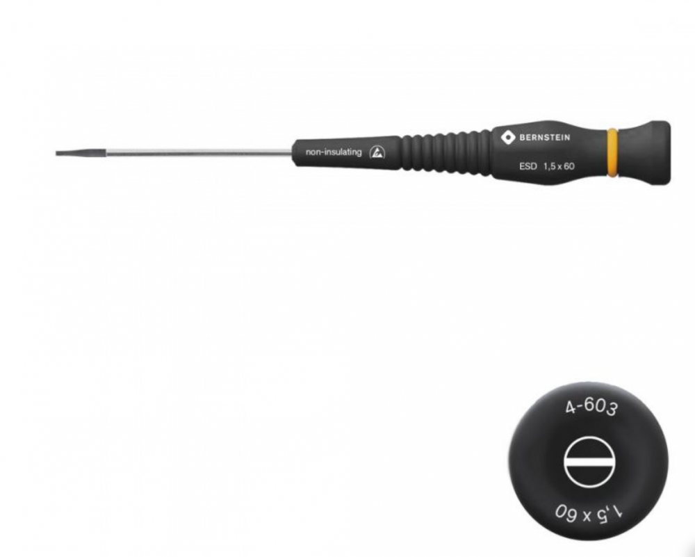 картинка Bernstein B4-603. Отвертка шлицевая антистатическая ESD с вращающейся рукояткой являющийся официальным дистрибьютором в России 