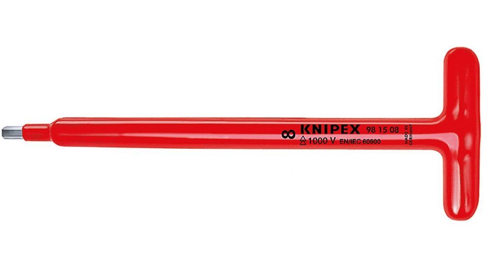 картинка KNIPEX KN-981508. Отвертка шестигранник VDE с Т-образной ручкой являющийся официальным дистрибьютором в России 