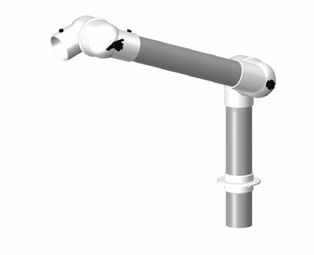 картинка Alsident 75-35-1-5. Дымоприемник 2-секционный белый настольный (без раструба) являющийся официальным дистрибьютором в России 