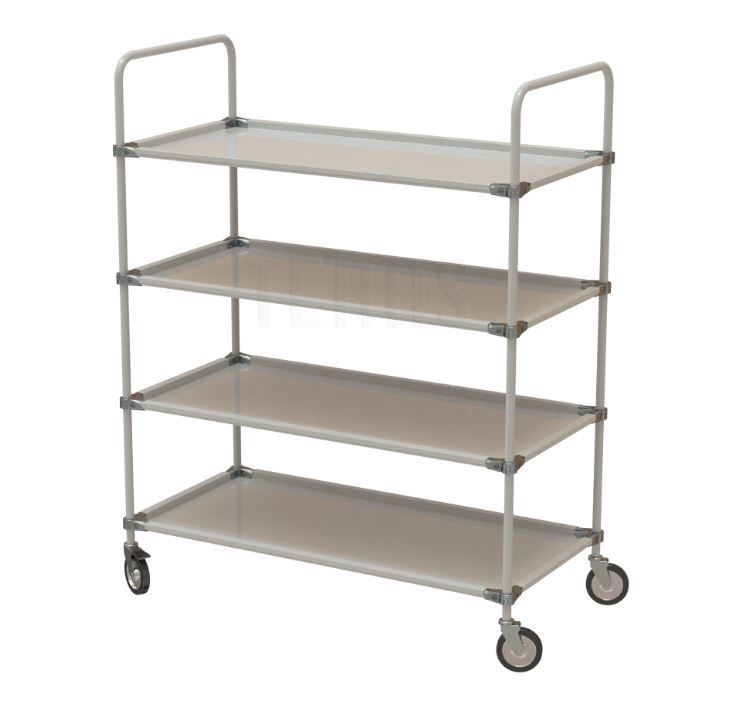 картинка Teras TR-4. Подкатная транспортная тележка 615×1560×1270 мм с 4 полками являющийся официальным дистрибьютором в России 