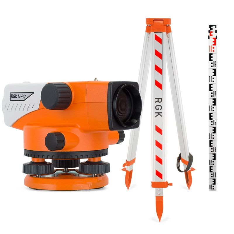 картинка RGK 778244. Комплект оптический нивелир N-32, рейка AMO S3 и штатив S6-N являющийся официальным дистрибьютором в России 
