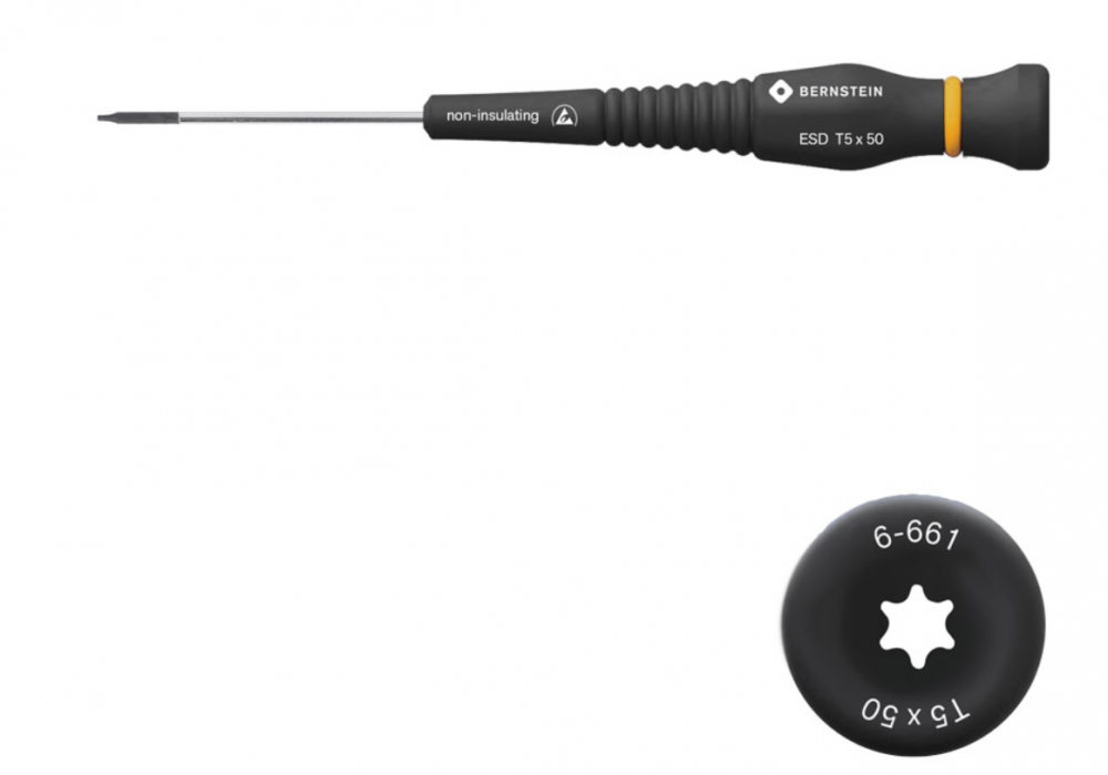 картинка Bernstein B6-661. Отвертка шестигранная ESD TORX T5 с вращающейся рукояткой являющийся официальным дистрибьютором в России 