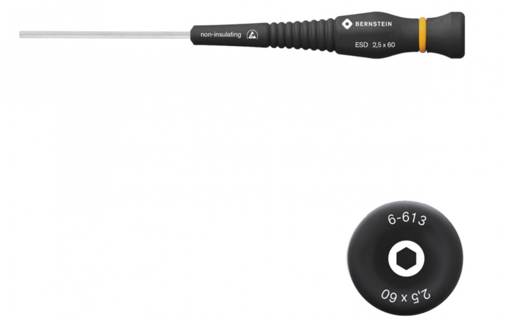 картинка Bernstein B6-613. Торцевой ключ с отверточной ручкой ESD с вращающейся рукояткой ⌀2,5 мм являющийся официальным дистрибьютором в России 
